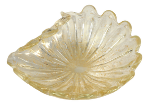 Large Murano Glass Shell Sculpture with Gold Leaf Inclusion by Ercole Barovier for Barovier & Toso, 1950s