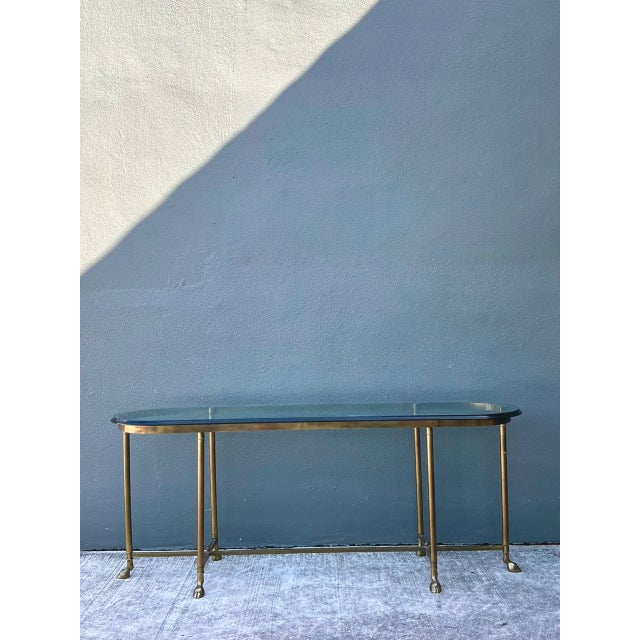Vintage Brass Hoof Console Table For Sale In West Palm - Image 6 of 12