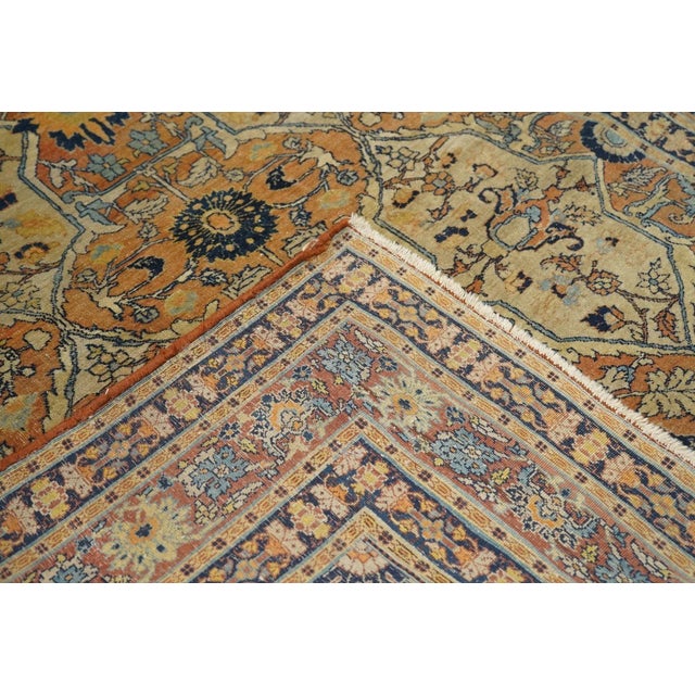 Tan Late 18th Century Antique Haji Jalili Tabriz Rug 4'3'' x 5'7'' For Sale - Image 8 of 9