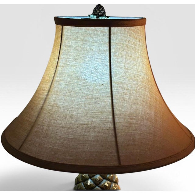 Vintage Hollywood Regency Painted Composition Pineapple Lamps - A Pair For Sale - Image 9 of 15