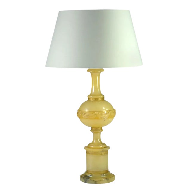 Italian Alabaster Baluster Lamp, 1960s For Sale