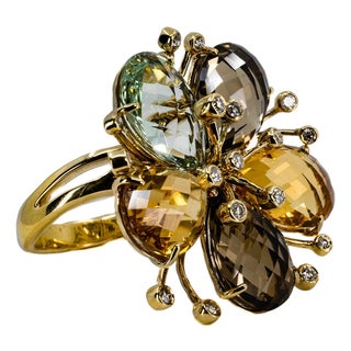 Late 20th Century 18k Multi-Gemstone Ring, Size 5 For Sale