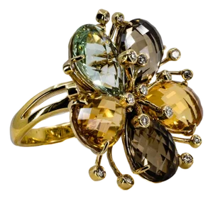 Late 20th Century 18k Multi-Gemstone Ring, Size 5
