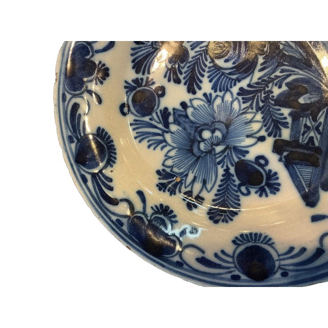 Dutch Delftware “Garden Gate” Scene Plate, Circa 1800 For Sale - Image 6 of 7