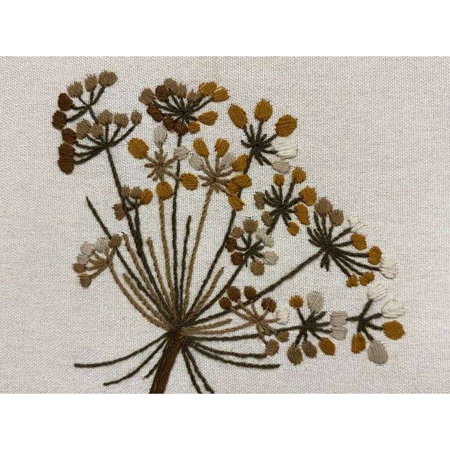 Mary Jo Morris Botanical Embroidery Textile Art, Vintage For Sale - Image 4 of 12