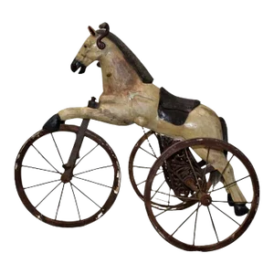 Child's Painted Wood Horse Tricycle