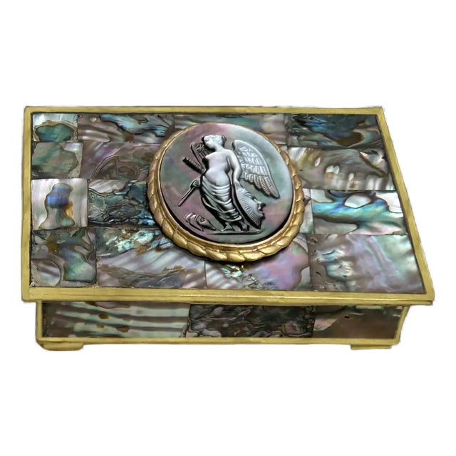 Ooak, Vintage, Abalone/Winged Goddess Box For Sale