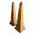 Decorative obelisks, circa 1970, made of hollow metal with a paint finish that simulates an incredibly weathered patina....