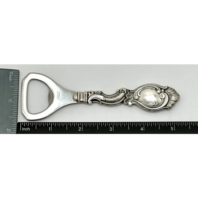 Fine Quality Vintage Mid 20th Century Rococo Style Sterling Silver Handle Bottle Opener From Denmark For Sale - Image 11 of 12