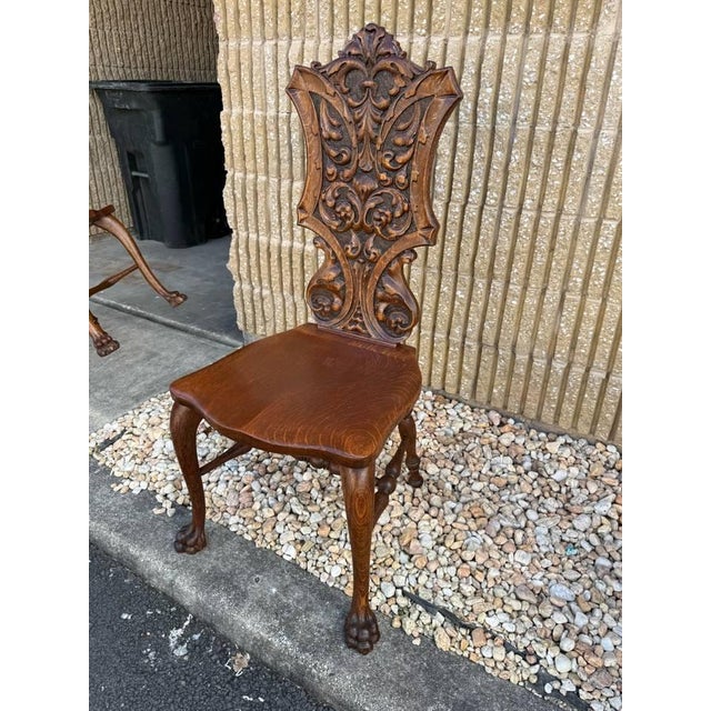 20th Century Renaissance Style Oak Side Chairs - Set of 2 For Sale - Image 4 of 17