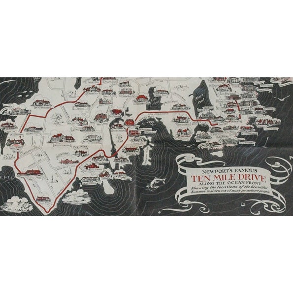 1930s "Newport's Famous Ten Mile Drive" C1939 Map For Sale - Image 5 of 12