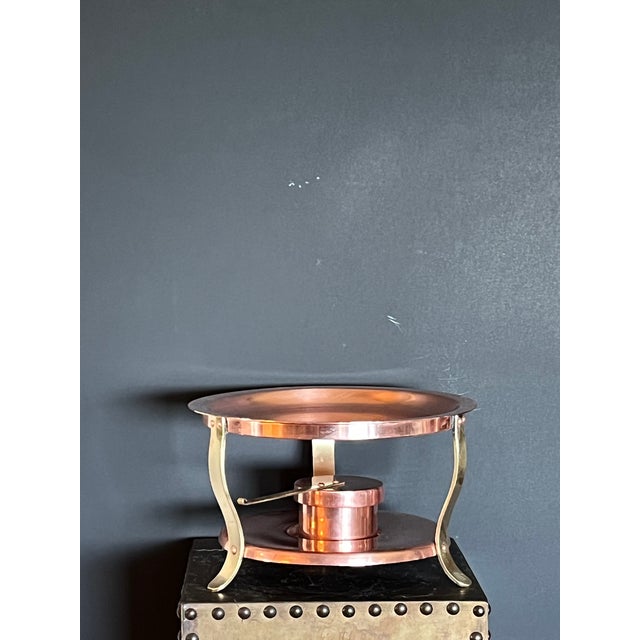 Early 20th Century Early 20th Century Bazar Français 666 Copper & Brass Rechaud Chafing Set For Sale - Image 5 of 7