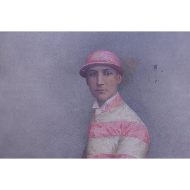 Late 19th Century Jockey W/ Pink Stripe Silks Watercolour by Joshua Dighton (British, 1831-1908) For Sale - Image 5 of 5