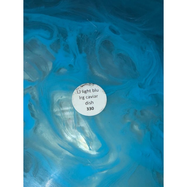 Made Goods / Lily Juliet Ice Blue Resin Shell Large Caviar Dish Cebu Clam Coastal Decor For Sale - Image 4 of 5