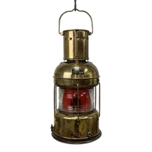 Nippon Sento Brass and Copper Red Fresnel Lens Oil Lantern