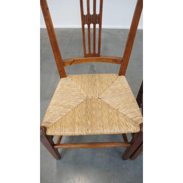Wood Antique English Dining Room Chairs with Wicker Seats, Set of 4 For Sale - Image 7 of 14