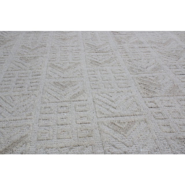 2010s Scandinavian Inspired Geometric Gray Wool Pile Rug For Sale - Image 5 of 7