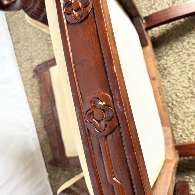 Brown Vintage Carved Wooden Swan Arm Chairs - A Pair For Sale - Image 8 of 12