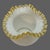 Mid-Century Modern Vintage Fenton Milk-Glass Crimped Ruffled Amber Yellow Edge Rose-Bowl Vase For Sale - Image 3 of 5