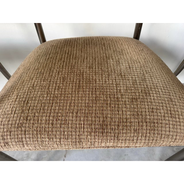 Silver Vintage Neoclassical-Style Brushed Steel and Brass Dining — Set of 5/ Sold For Sale - Image 8 of 12