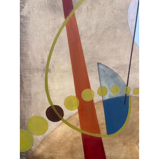 Early 21st Century History Sticks to Your Feet by Amy Hutcheson | Oil on wood cradle Abstract geometric shapes and colors For Sale - Image 5 of 5