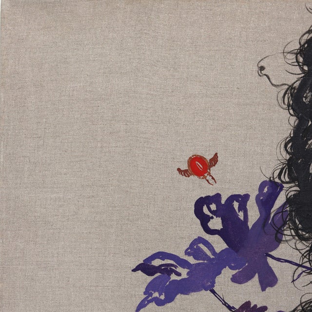 Purple Leaves - Large Colorful Surrealist Figurative Feminine Original Artwork by Carlos Gamez De Francisco For Sale - Image 4 of 9