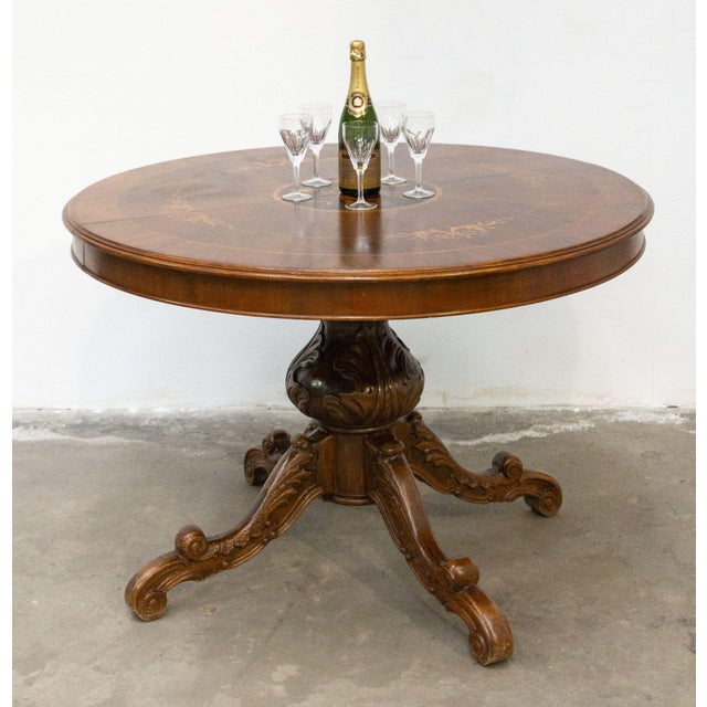 Dutch Style Round Extendable Dining Table For Sale - Image 14 of 15