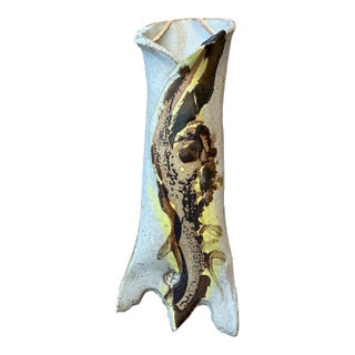 Mid-Century Modern Signed Dalton Studio Pottery Slab Wall Pocket Vase For Sale