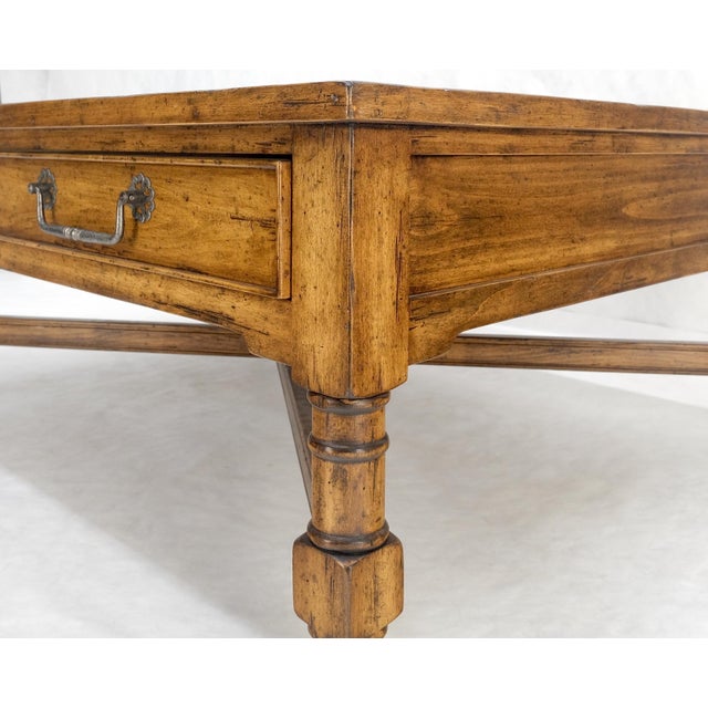 Large Spanish Colonial Style Showcase Glass Top Coffee Table on X Base For Sale - Image 6 of 12