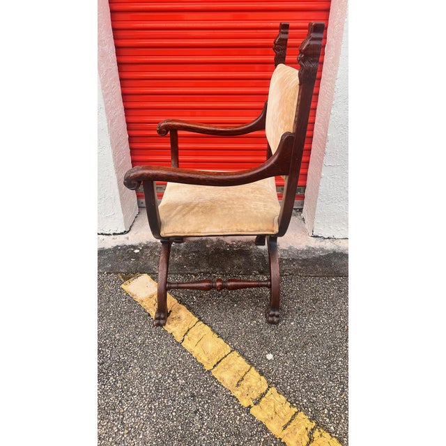 Renaissance 1930s Italian Renaissance Style 'Savonarola' Armchair For Sale - Image 3 of 10