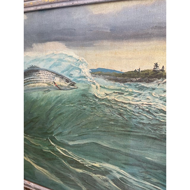 Fish Oil on Canvas Painting For Sale - Image 4 of 5