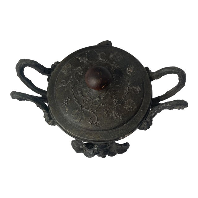 19th Century Grand Tour Italian Grape Vine Motif Small Bronze Twin Handled Urn For Sale
