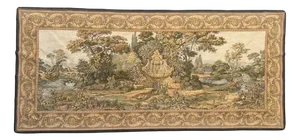 Vintage French Jacquard Tapestry with Fountain Motif, 1980s