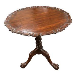 19th Century Pie Crust Pedestal Lamp, End Table