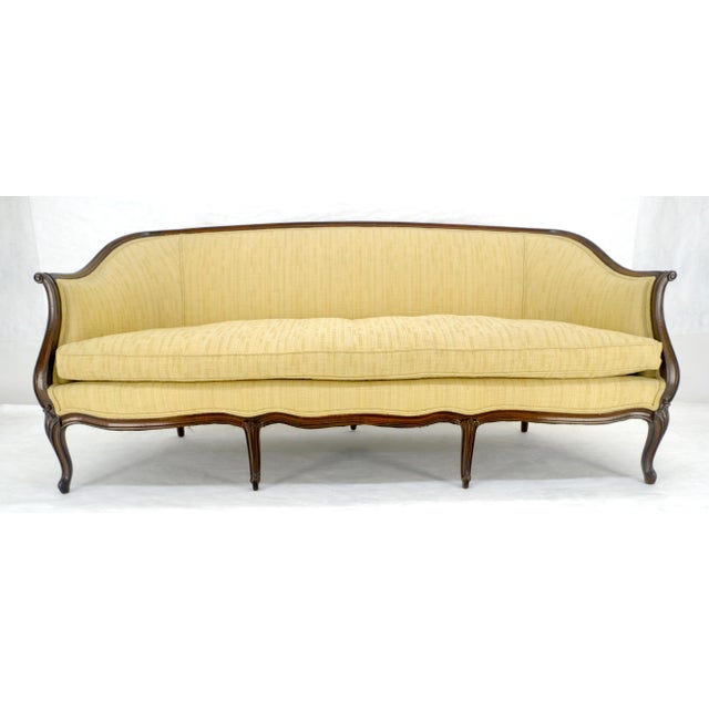 Fine Carved Gold Upholstery Country French c1920s Down Filled Cushion Sofa MINT For Sale - Image 14 of 15