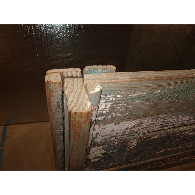 Antique Rustic Beach House Plank Bench W Antiqued Crackled Paint~ French Country For Sale - Image 11 of 17