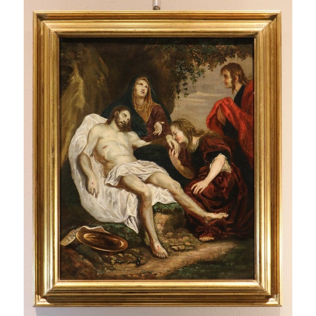 Follower of Anthoon Van Dyck, Lamentation of Christ, 1720, Oil on Canvas, Framed For Sale - Image 14 of 14