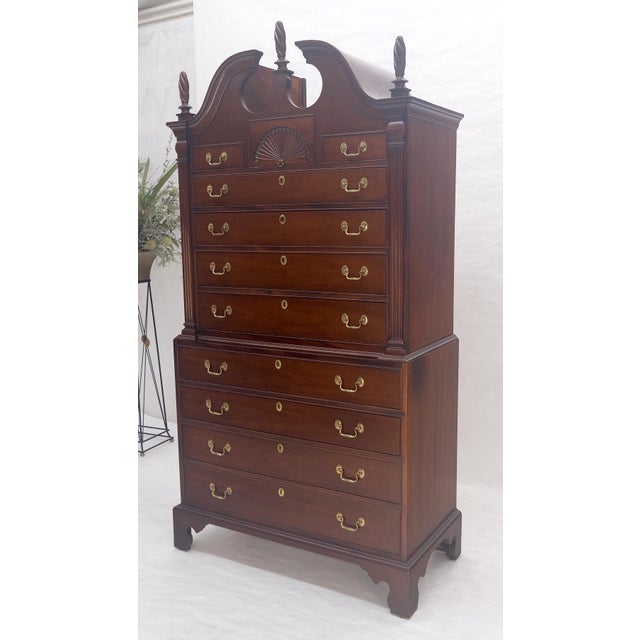 Mahagony 83" Tall 11 Drawers Finials Highboy Chest Dresser Chippendale MINT For Sale - Image 13 of 16