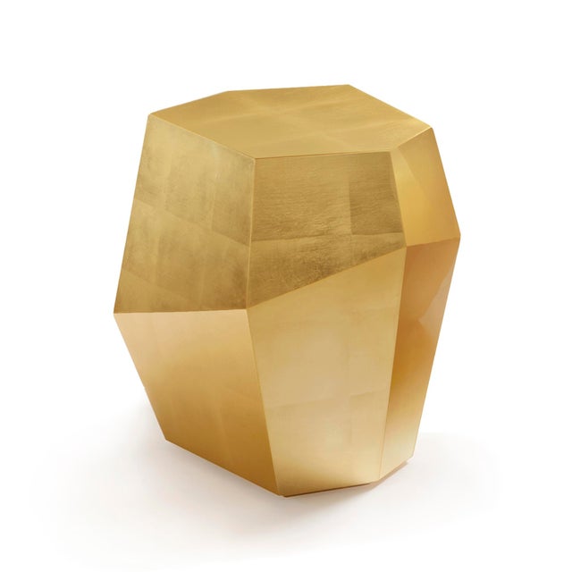 Three Rocks High Side Table in Gold Leaf from Insidherland For Sale - Image 6 of 6