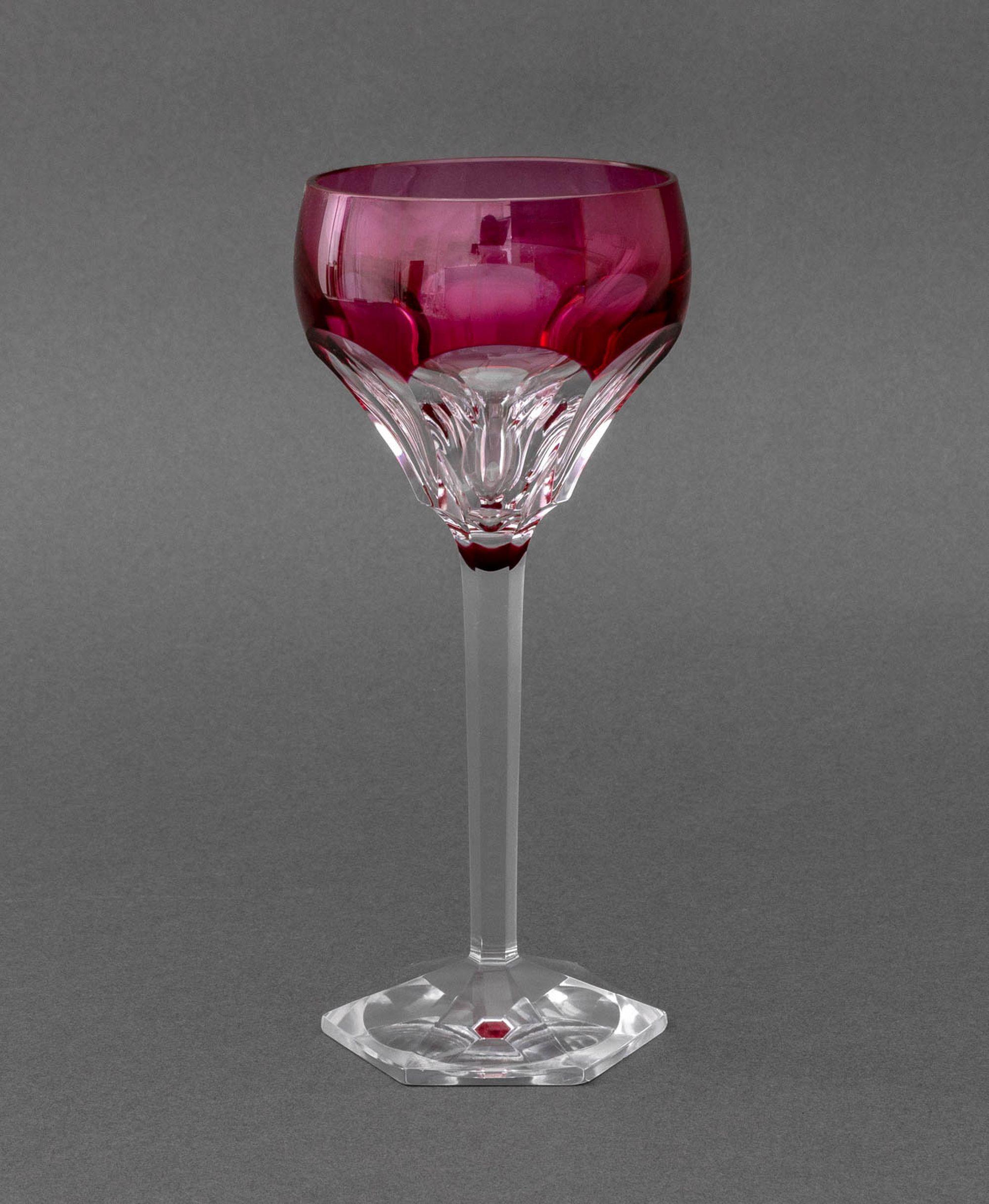 Val St. Lambert Red Cut Crystal Wine Glasses, 8 | Chairish