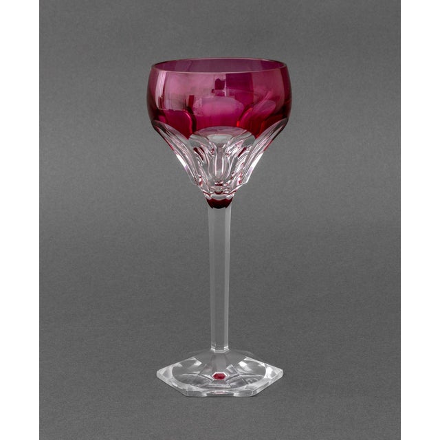 Contemporary Val St. Lambert Red Cut Crystal Wine Glasses, 8 For Sale - Image 3 of 11
