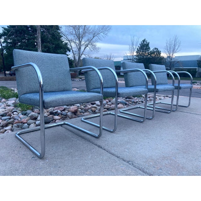 Set of 4 Tubular Chrome “Brno” Chairs Ludwig Mies Van Der Rohe for Thonet For Sale - Image 13 of 13