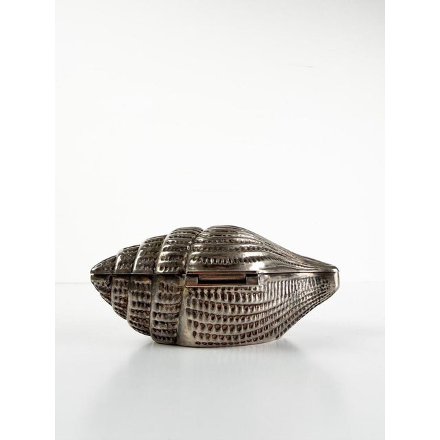 Vintage Triton Trumpet Shell Shaped Silver-Plated Metal Trinket Case Box, 1970s For Sale - Image 12 of 18