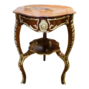 Louis XV Marble Top Side Table With Gilt Bronze Mounts & Lower Shelf