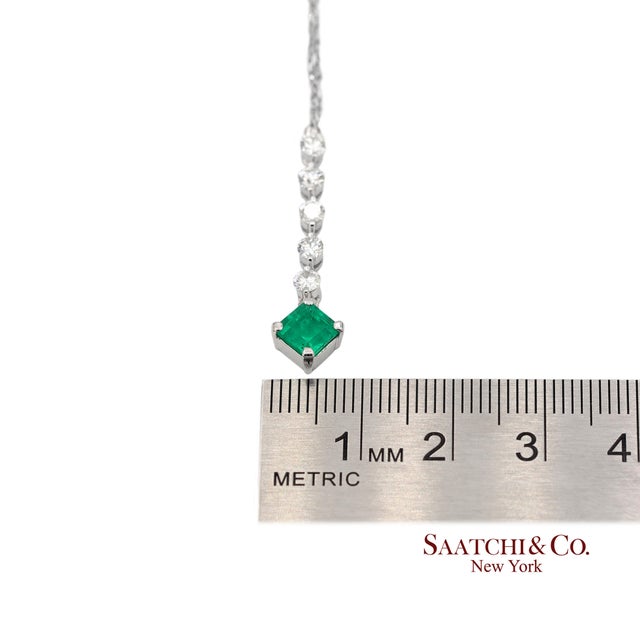 Gia Certified Platinum 900 Natural Diamond and Colombian Emerald Pendant For Sale - Image 10 of 13