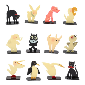 Set of Twelve Art Deco Graphic Animal Cutout Bakelite Place Card Holders