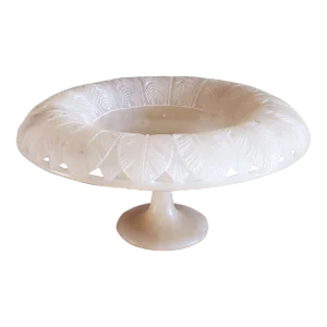 Large Vintage Alabaster Carved Round Pedestal Bowl Italian by Ali