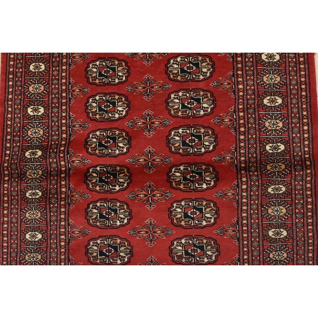 2020s Bokhara Rug 3’2” X 5’3” Red Wool Tribal Hand-Knotted Oriental Carpet For Sale - Image 5 of 13
