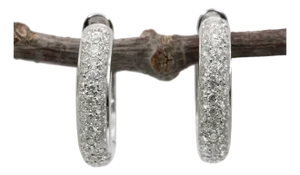 1Ct Diamond Huggie Earrings in Solid 14k Gold: Classic Everyday Hoop Style, A Pair