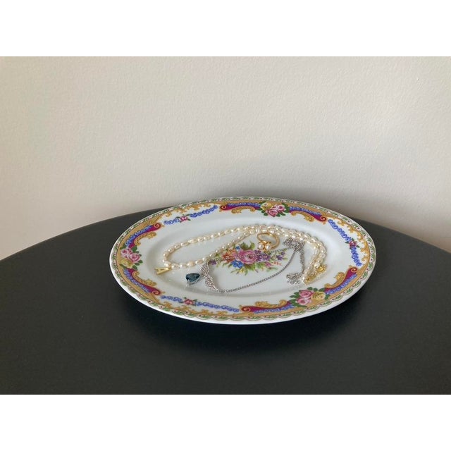 Mid 20th Century Limoges French Roses Porcelain Oval Serving or Jewelry Dish With Golden Accents For Sale - Image 12 of 12